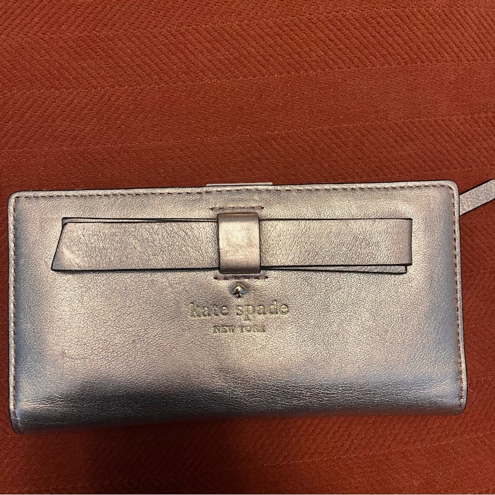 Kate Spade Silver Wallet with Bow Detail